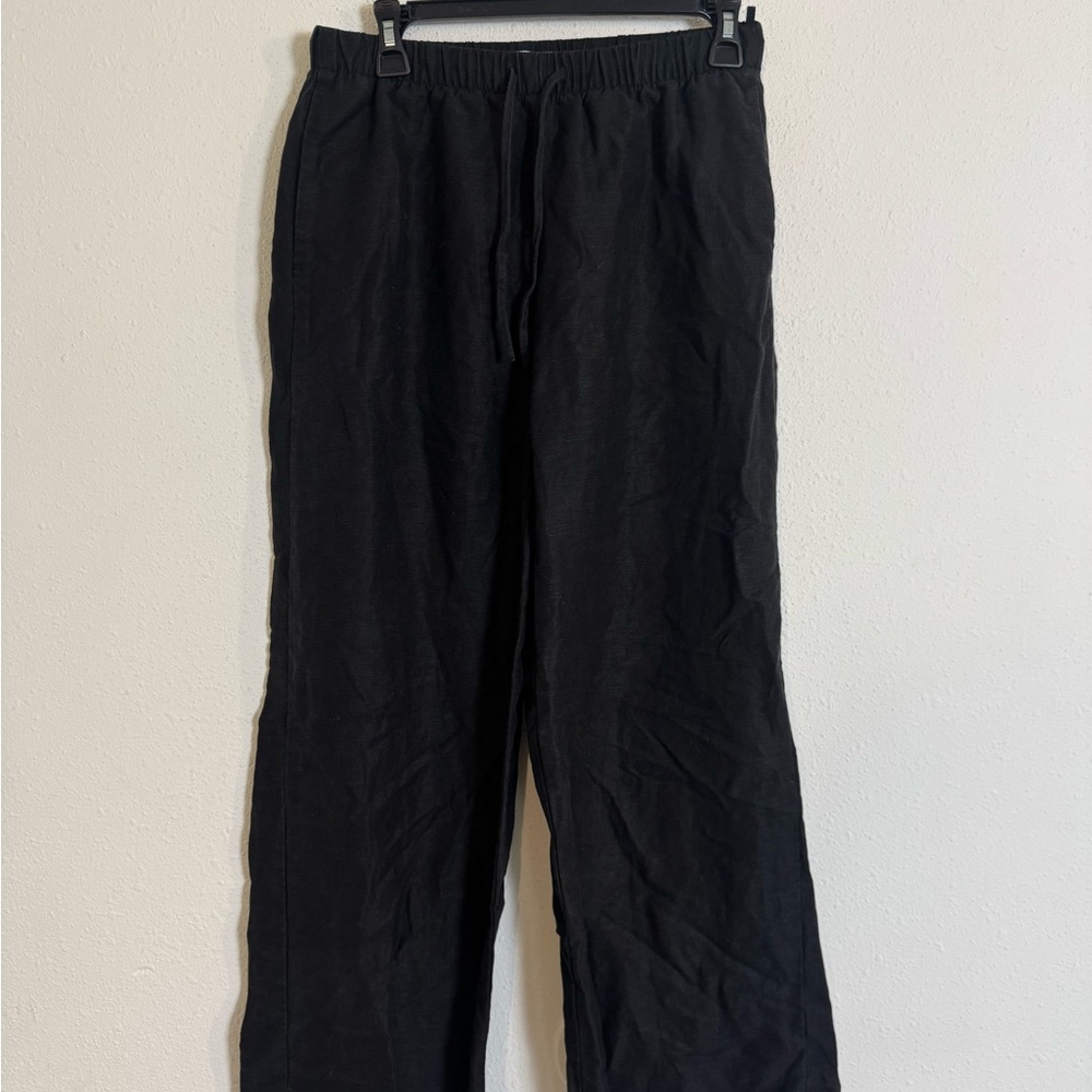 Wilfred aritzia black Linen Wide-Leg Pants - Picture 2 of 5